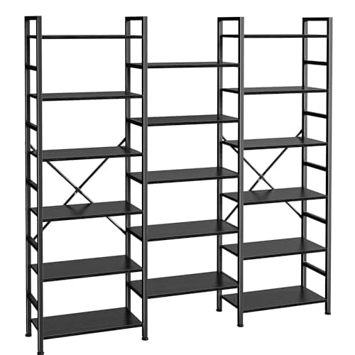 SUPERJARE Triple 4 Tier Rustic Brown Bookshelf for Home & Office