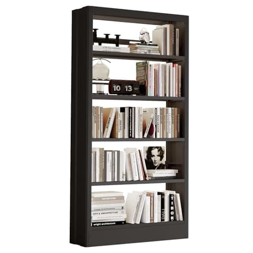 71" Black Metal 5-Tier Bookshelf with Adjustable Shelves, Heavy Duty Storage for Library, Office, Bedroom, Living Room,