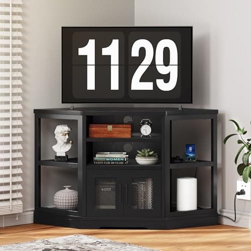 Farmhouse TV Stand for 55/50 Inch TV with Storage & Power Outlets
