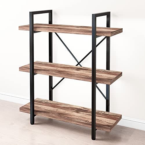 Vintage Brown 3-Tier 45MinST Industrial Bookcase
