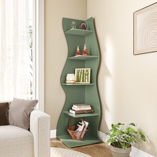 Little Tree Modern 5-Tier Wall Corner Bookshelf for Small Spaces