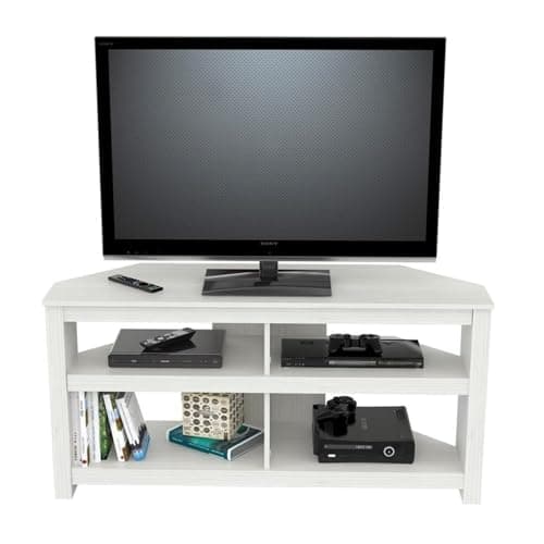 Inval MTV-16919 Wood TV Stand 60" Flat Screen, 4 Open Shelves, Washed Oak