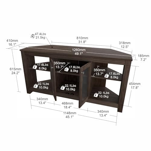Inval Adjustable Smoke Oak Corner TV Stand for Up to 60" Screens