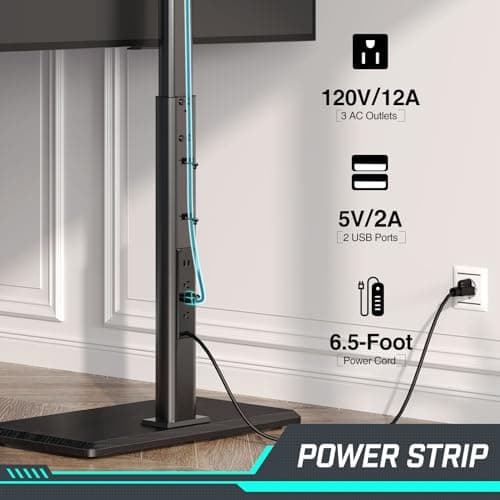 GREENSTELL Height Adjustable TV Stand with Power Outlet