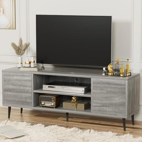 YESHOMY 58 Inch Rustic Brown TV Stand for 65" TVs, Storage Console
