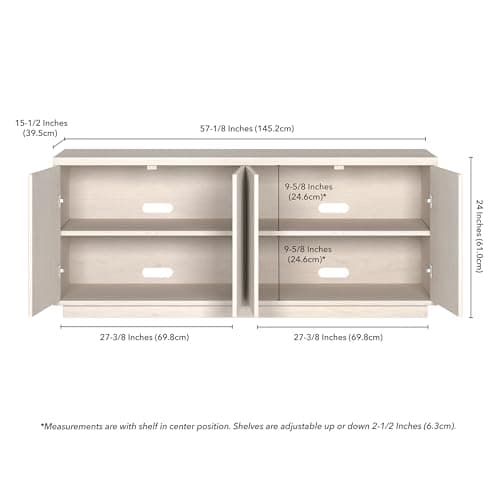 Henn&Hart Hanson Beech White TV Stand, 57" Wide