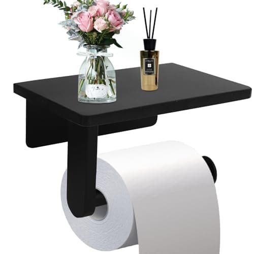 Wall Mounted Toilet Paper Holder with Marble Shelf - Brushed Nickel - Large Size