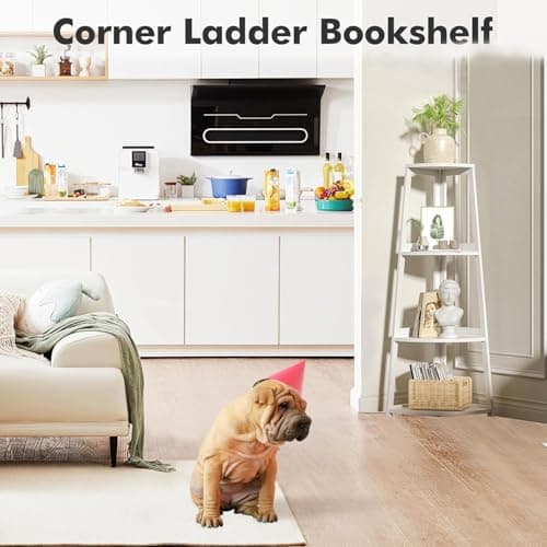 4-Tier Bamboo Corner Shelf - 47 Ladder Bookshelf for Bathroom, Bedroom, and Living Room