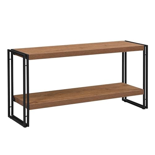 Rustic Industrial 3-Tier Bookshelf, Brown Wood and Metal