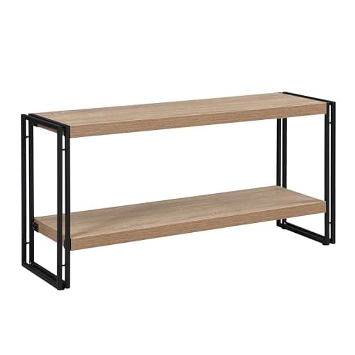 Rustic Industrial 3-Tier Bookshelf, Brown Wood and Metal