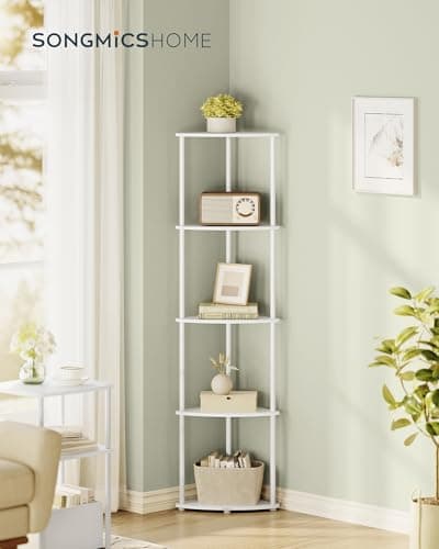 SONGMICS Home ULBC610W01 5-Tier Corner Shelf Stand, Snow White