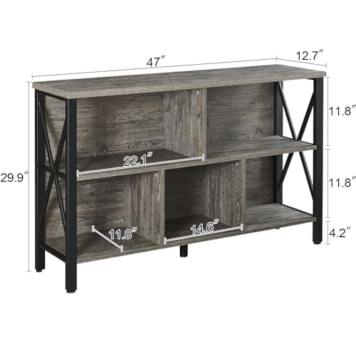 HOMISSUE Rustic Cube Storage Shelf: 5-Cube Organizer with 3-Tier Bookcase for Living Room and Office, Brown