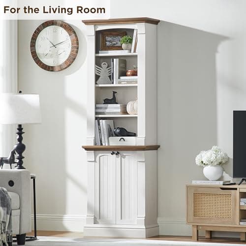 OKD Antique White 72" Tall 4-Tier Storage Bookcase