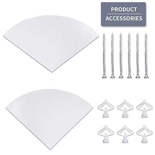 White 11 Inch Corner Wall Shelf Set for Kitchen, Living Room, Bathroom Decor