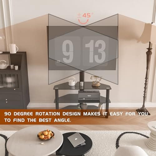 Heavy Duty Swivel Corner TV Stand with 3 Shelves & Cable Management