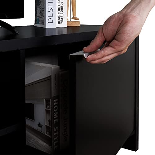 Madesa Black Large TV Stand with Cable Management for 65-75 Inch TVs