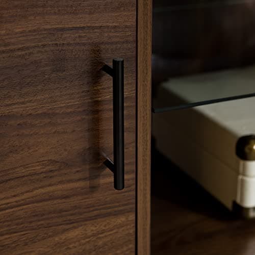 Walker Edison Saxon Mid Century Modern Walnut TV Stand, 65" TVs