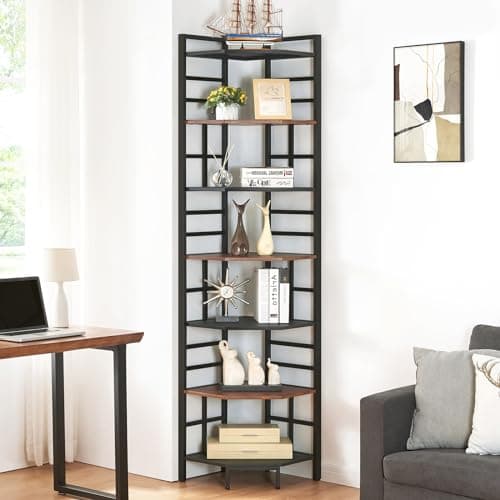 Industrial Corner Shelf for Home Office and Living Room