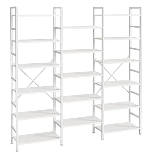 SUPERJARE Triple 4 Tier Rustic Brown Bookshelf for Home & Office