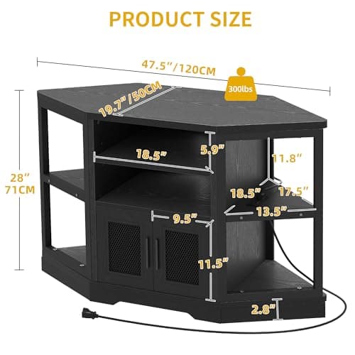 Farmhouse TV Stand for 55/50 Inch TV with Storage & Power Outlets