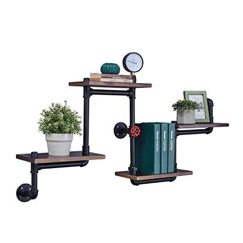 BOSURU Rustic Wood Ladder Shelf for Living Room Decor