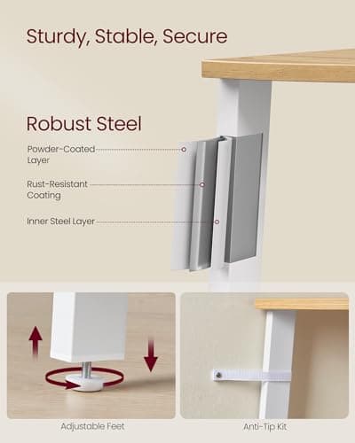 4-Tier Industrial Corner Shelf Stand for Living Room, Office, Kitchen - Natural Oak and Matte White