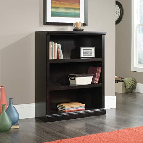 Sauder Estate Black 3 Tier Bookshelf for Home Office and Living Room