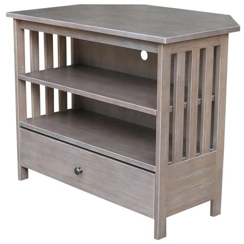 IC International Concepts Mission Corner Entertainment / TV Stand, Solid Real Wood, 35x24x29, Minimal Assembly, DIY Pain
