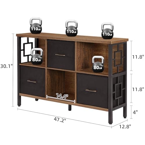 HOMISSUE Rustic 6 Cube Storage Organizer Shelf Brown for Living Room and Office