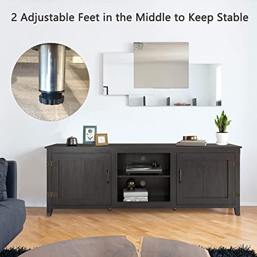 Black 70 Inch TV Stand, Wood Storage Cabinet, Modern Media Center for Living Room, Bedroom