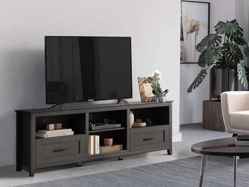 Modern Black 70 Inch TV Stand for 80 Inch TVs with Storage