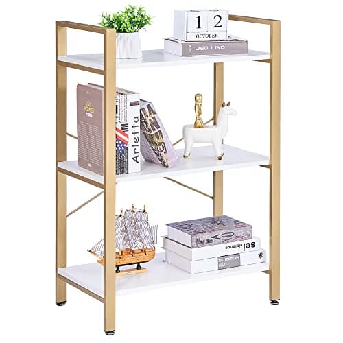 BEWISHOME 37" 3-Tier Rustic Brown Bookshelf for Small Spaces