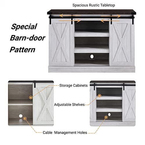Rustic Farmhouse TV Stand for 65 Inch TV with Sliding Barn Door