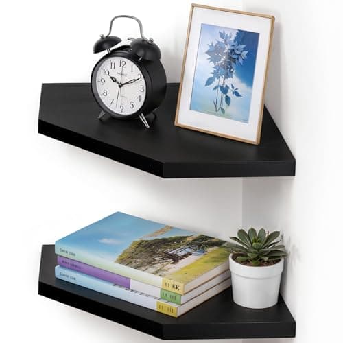 Demigo Solid Acacia Wood Corner Shelf Set, 11.8 x 16.5 Inches