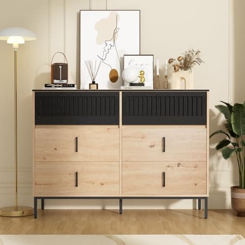TUSY Modern 3-Tier Bookcase with 6 Drawers & 5-Tier Shelves for Home Office