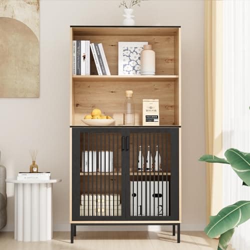 TUSY Modern 3-Tier Bookcase with 6 Drawers & 5-Tier Shelves for Home Office