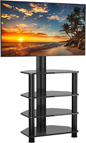 Tall TV Stand with Swivel Mount for 32-70" TVs - YOMT 4 Tier AV Rack