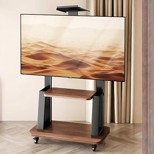 Art Leon Design Modern Rolling Walnut Finish TV Stand for 32-70 Inch LCD/LED Screens