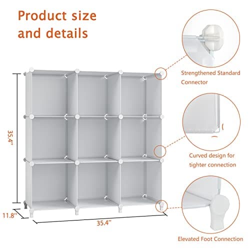 White 9-Cube Closet Organizer for Bedroom, Office