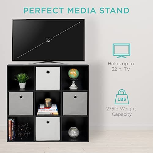 Customizable 9-Cube Storage Organizer - Black