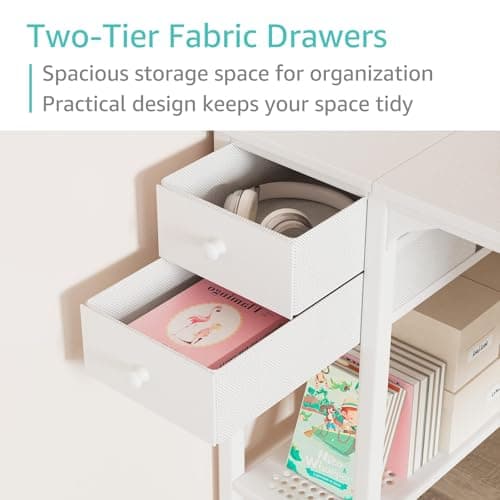 White Small Desk with Drawers - 40 Inch Computer Desk for Small Home Office