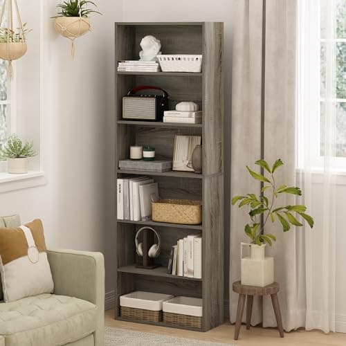 Furinno Jaya 6-Tier French Oak Free Standing Bookcase