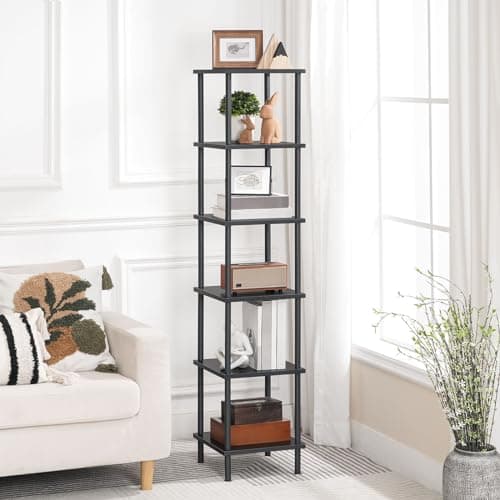 HOOBRO BK55CJ01 6-Tier Corner Shelf, Tall Storage Rack, Black