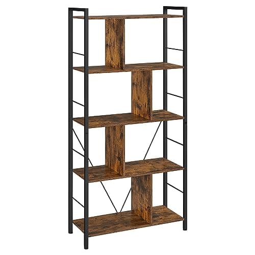 VASAGLE 5-Tier Bookshelf, Rustic Brown and Black ULBC121B01
