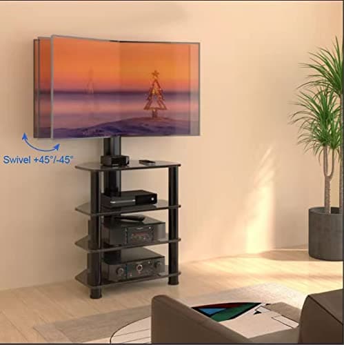 Tall TV Stand with Swivel Mount for 32-70" TVs - YOMT 4 Tier AV Rack