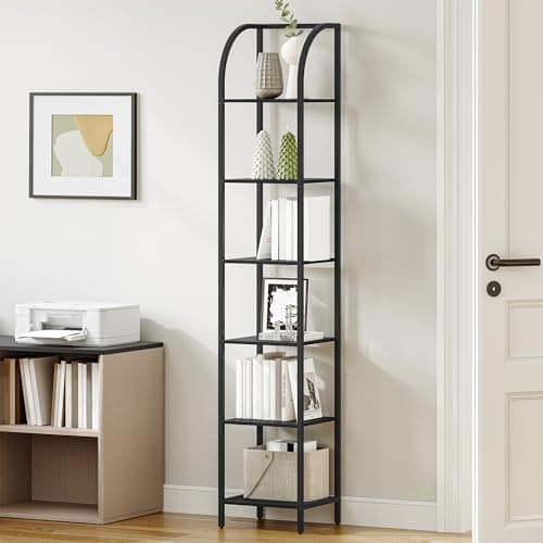 Industrial Style 6-Tier Black Steel Frame Bookcase BC56004B