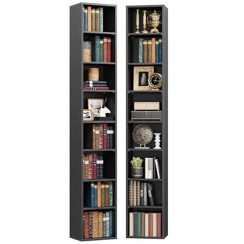 IRONCK Tall Narrow 8-Tier Bookshelf, Compact Corner Design, Ideal for Living Room, Office, Study, Bedroom