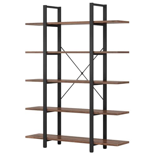 Tribesigns 5-Tier Vintage Industrial Bookshelf 72H x 12W x 47L