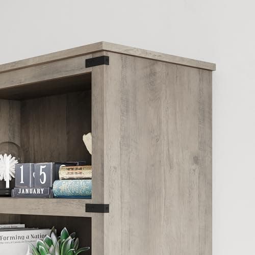 IDEALHOUSE 3-Tier Grey Farmhouse Bookcase with Storage for Home Office