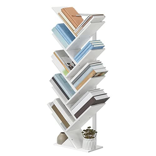 HOOBRO 9-Tier Rustic Brown Wooden Bookshelf for Living Room, Office, and Bedroom